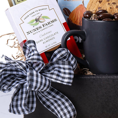 Gift basket with Peerless Coffee and snacks