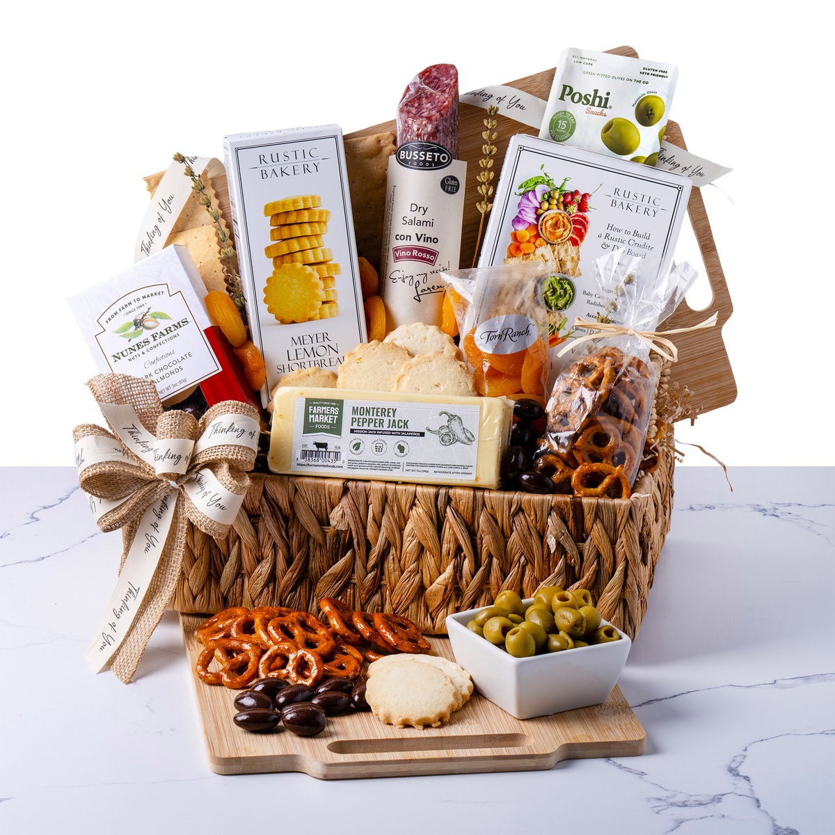 Napa Sonoma Supply gourmet gift basket with cheese and salami