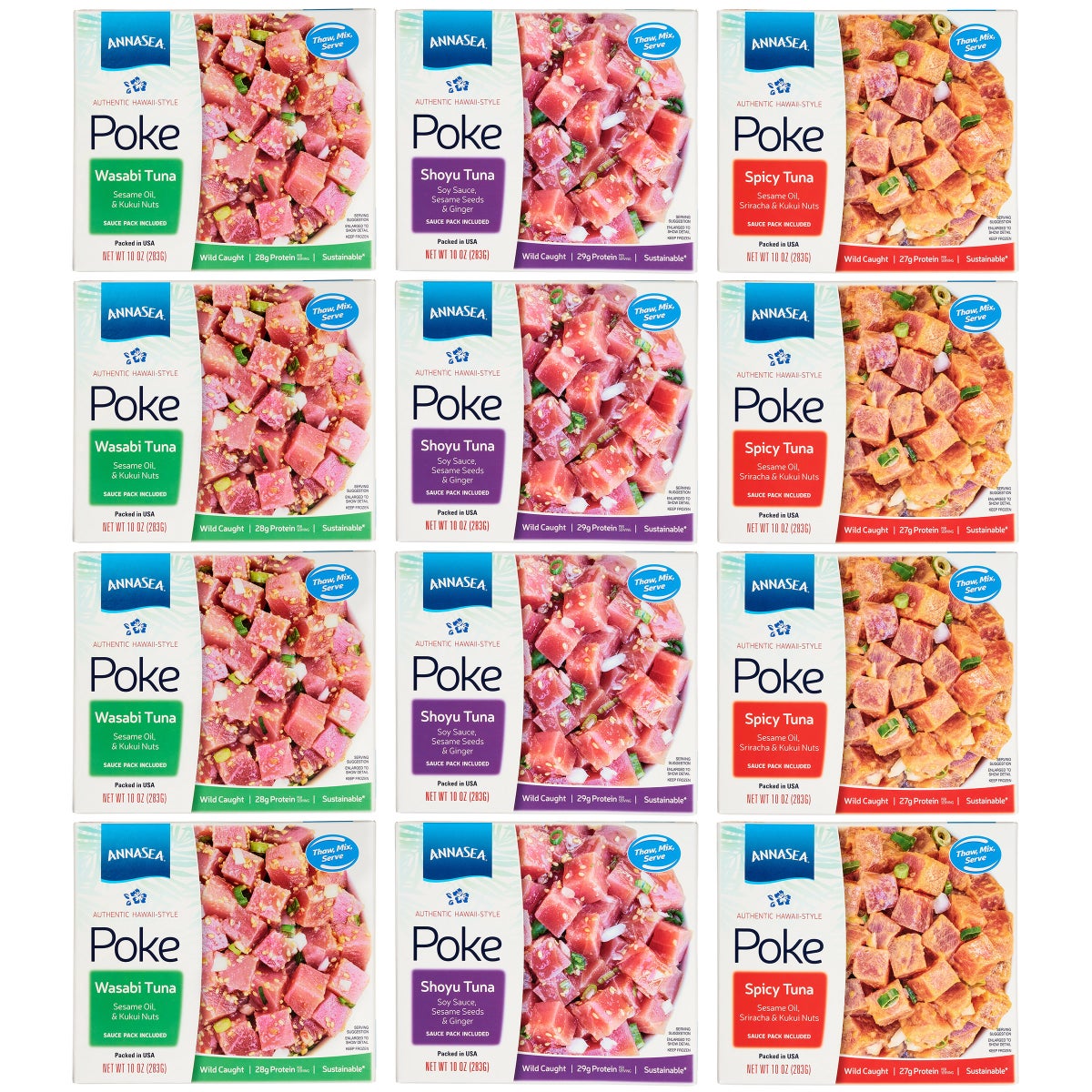Annasea tuna poke kit trio pack 12-pack box