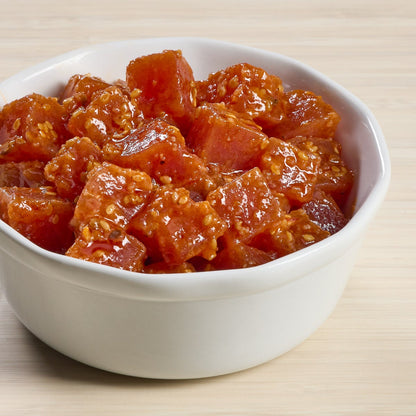Cubed sushi-grade tuna poke meal prep pack