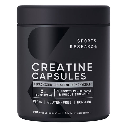 Sports Research creatine monohydrate veggie capsules bottle