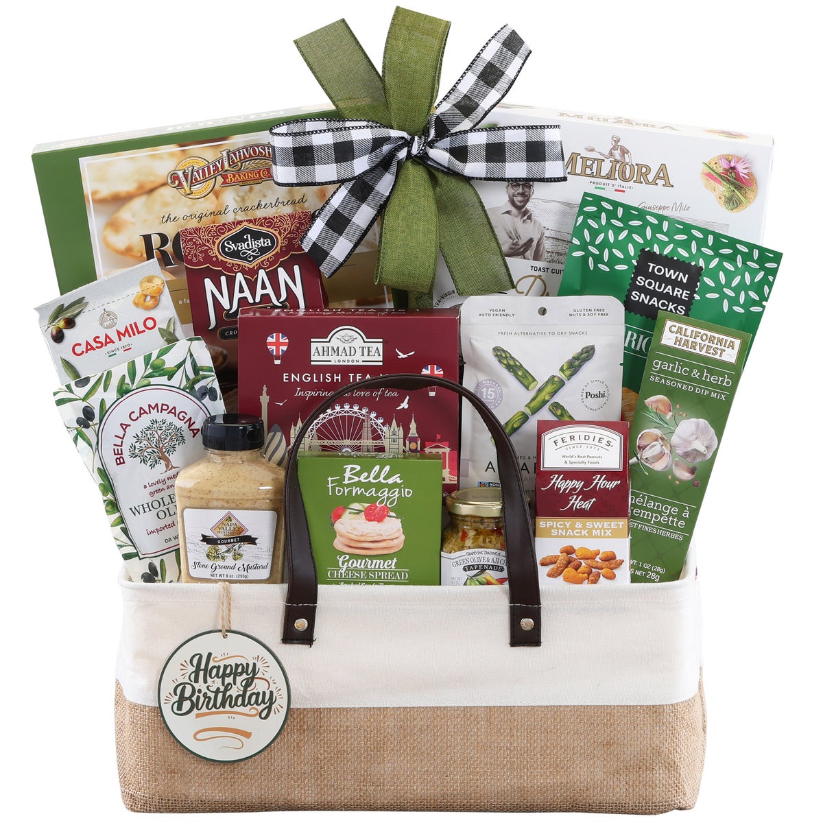 Special occasion gourmet gift tote with sweets and snacks