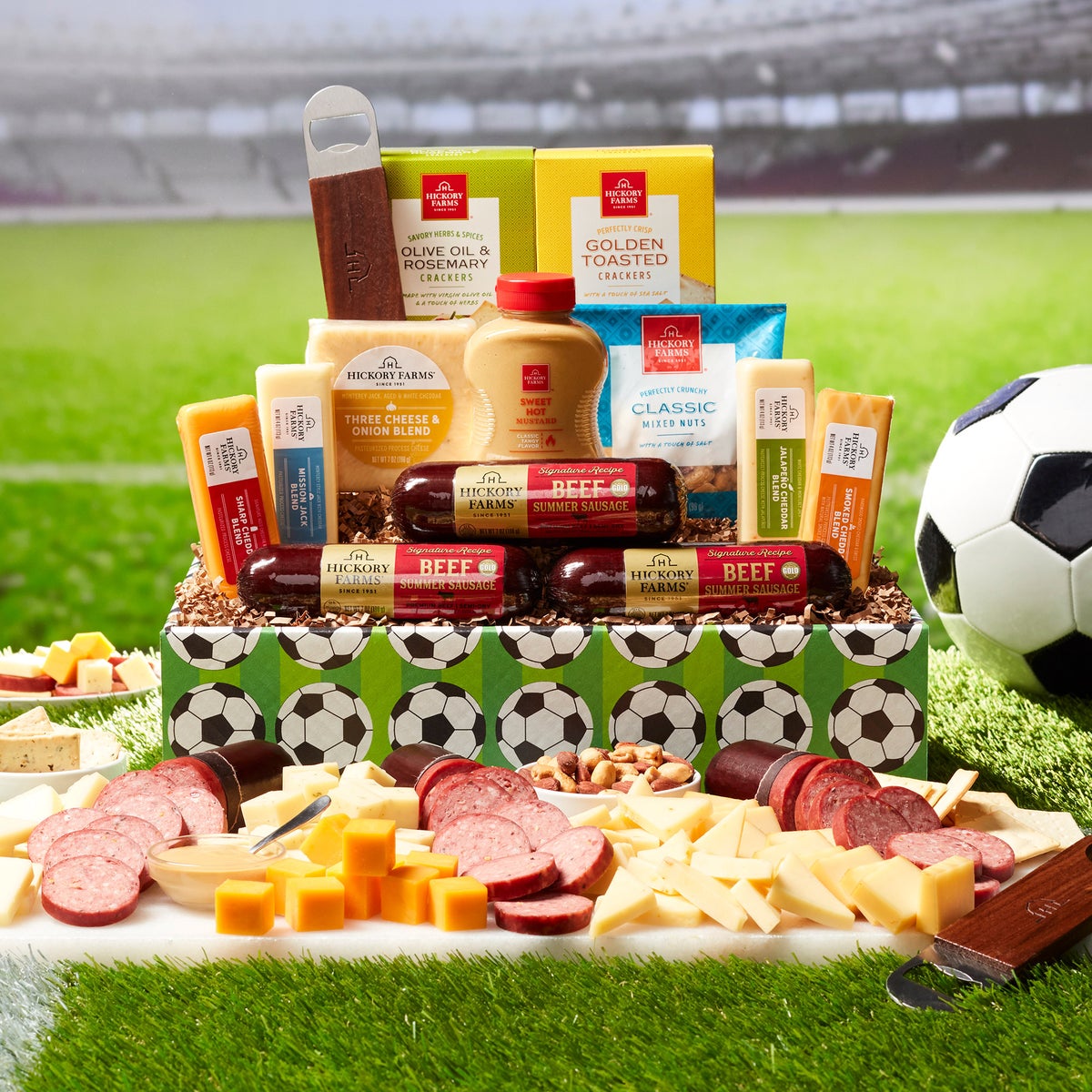 Hickory Farms sausage cheese and crackers gift set