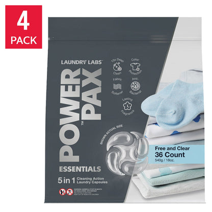 Laundry Labs Power Pax free and clear laundry capsules 144 count