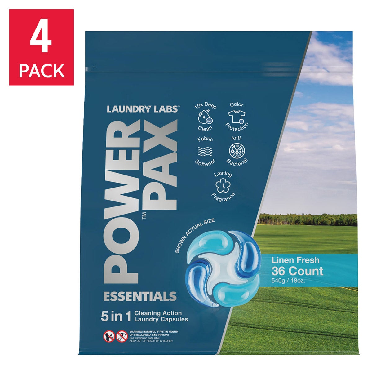 Laundry Labs Power Pax 5-in-1 Linen Fresh laundry capsules 144 count