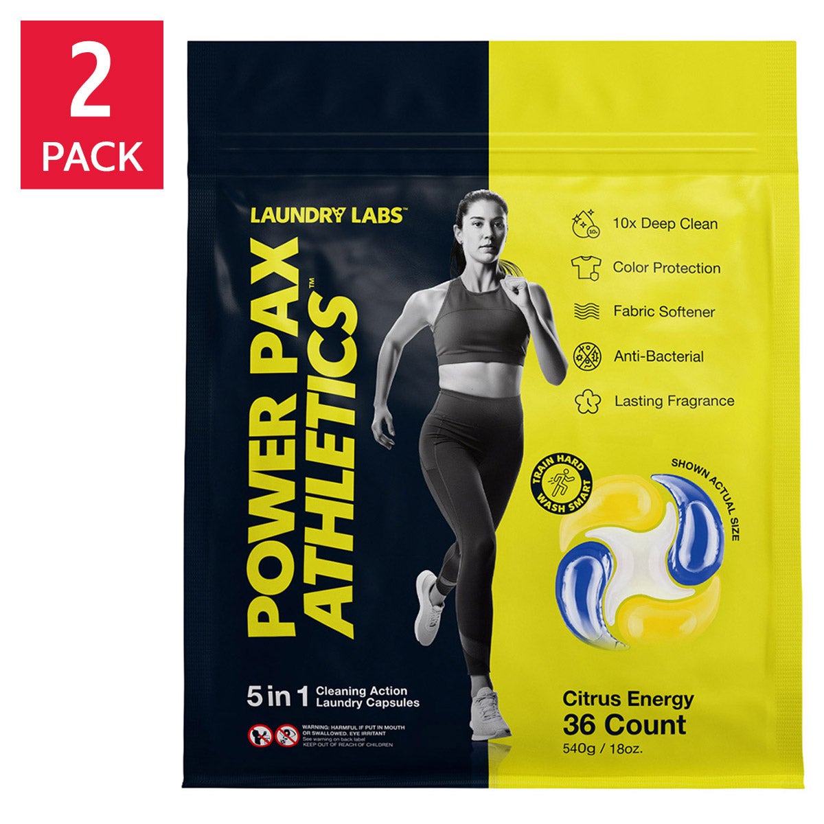 Laundry Labs Athletics Power Pax 5-in-1 laundry capsules, 72 count