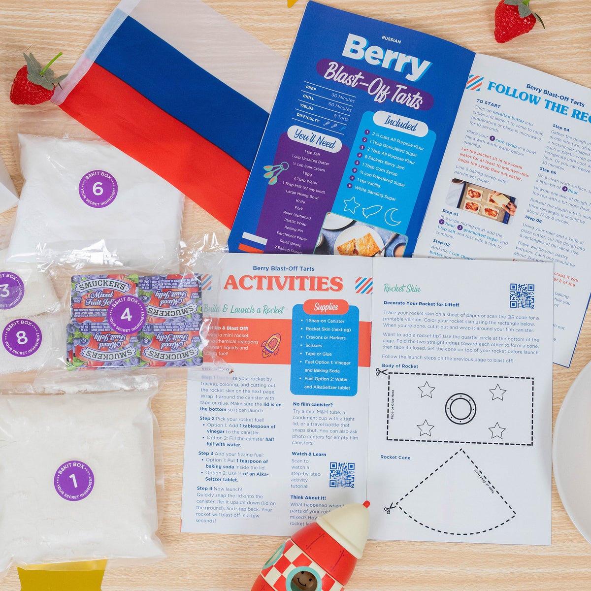 Berry Blast-Off tarts baking kit with cosmic theme