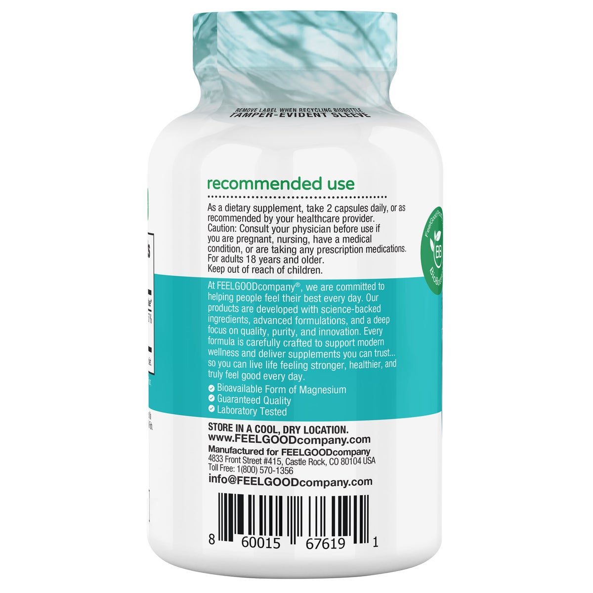 Vegan magnesium glycinate capsules for daily wellness
