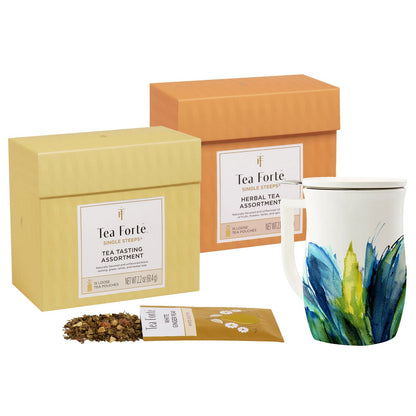 Tea Forté Single Steeps sampler bundle with tea pouches