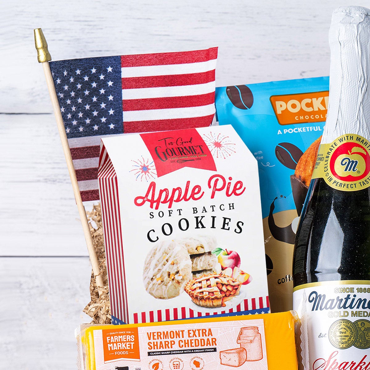 Gift basket with cheddar cheese and summer sausage