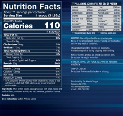 BodyTech whey isolate powder in Rich Chocolate, 5 lb