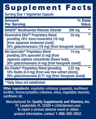 Life Extension NAD+ supplement with 30 vegetarian capsules
