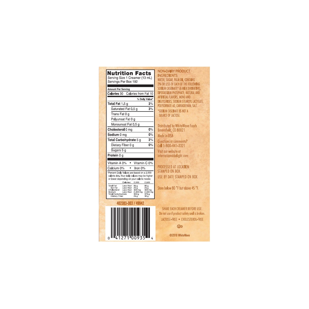 Hazelnut coffee creamer portion cups by International Delight