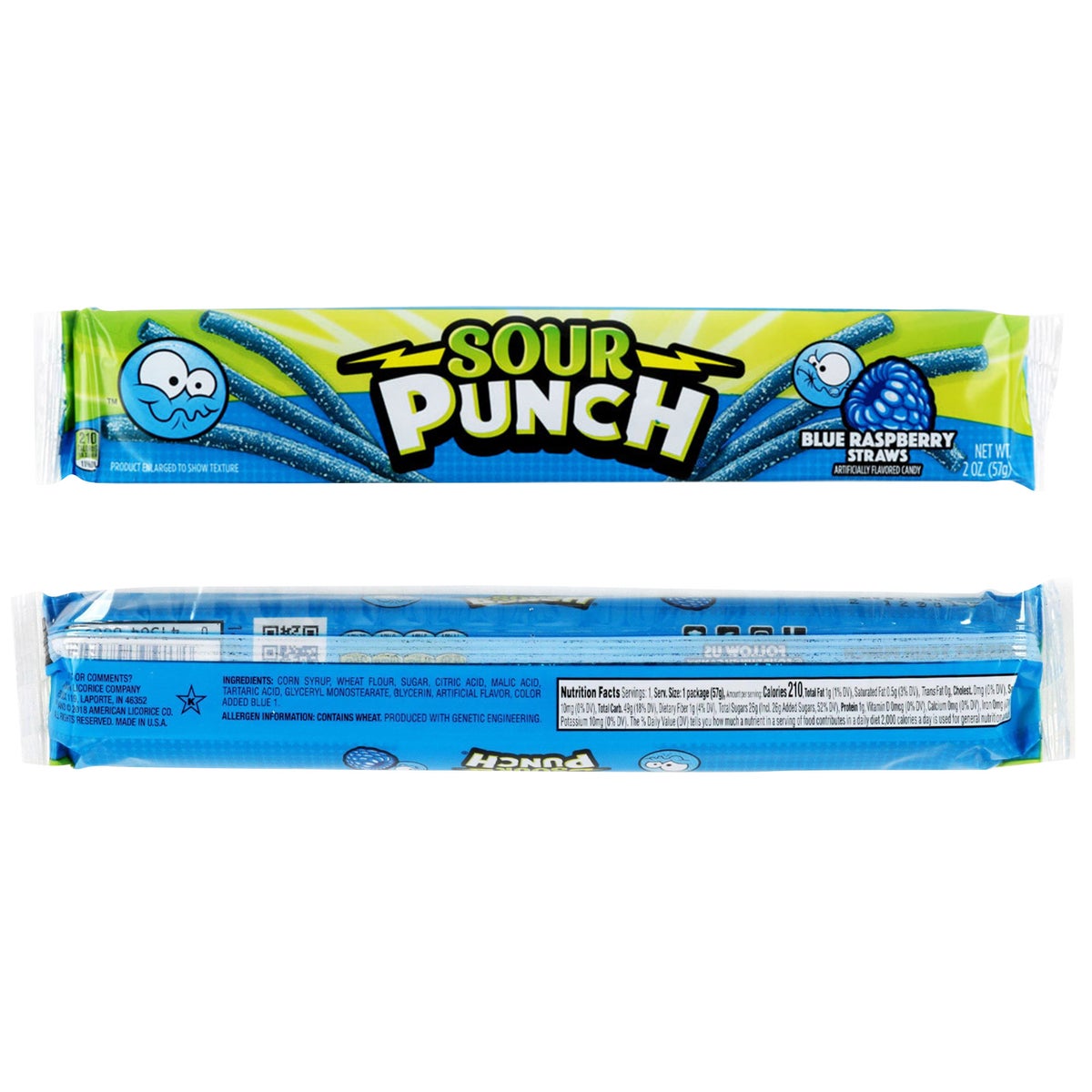 Sour Punch sweet and tart blue raspberry straws