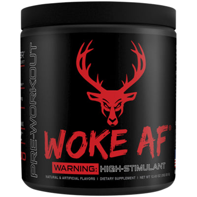 Bucked Up Woke AF Blood Raz high-stimulant pre-workout