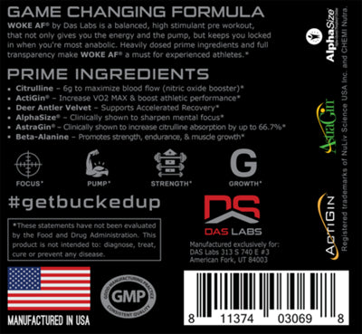 Bucked Up Woke AF pre-workout with 30 servings