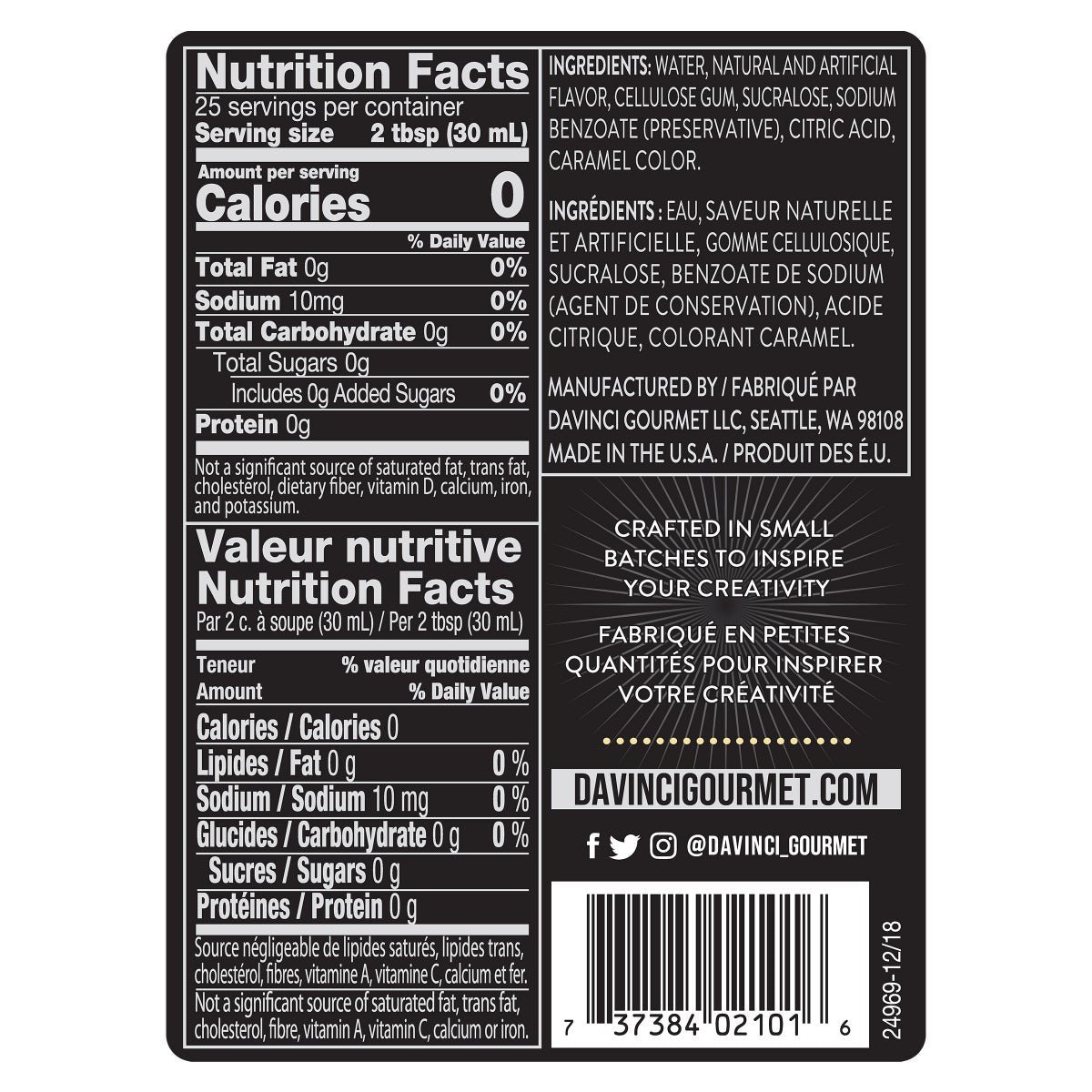 DaVinci Gourmet vanilla coffee syrup 25.4 oz