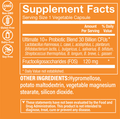 Ultimate 10+ Probiotic with 30 billion CFUs