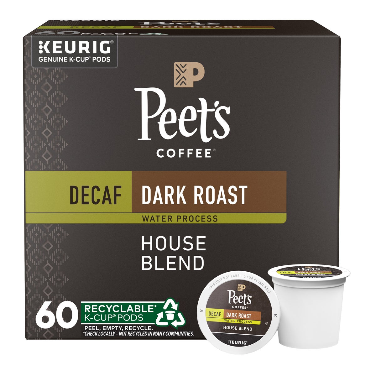 Peet's Coffee Decaf House Blend K-Cup coffee pods 60-count