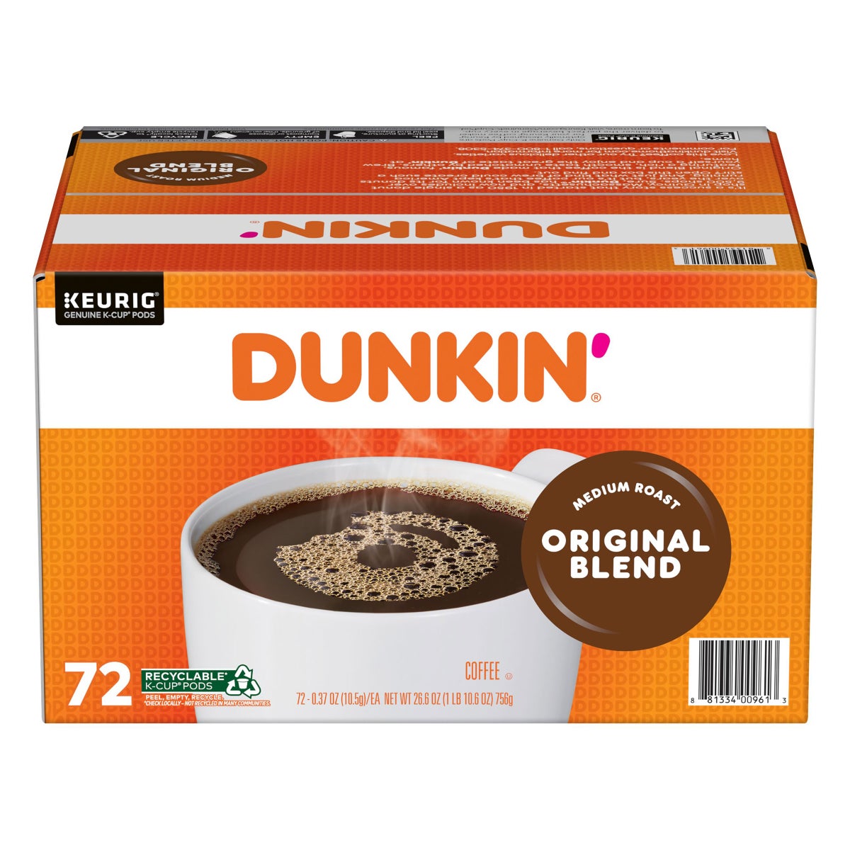 72-count Dunkin' Donuts Original Blend K-Cup coffee pack