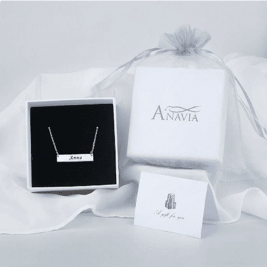 Engraved stainless steel bar necklace by Anavia