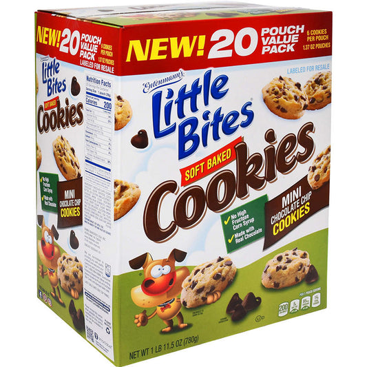 Portable pouch of mini chocolate chip cookies