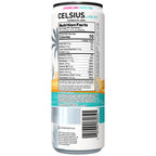 Celsius energy drink cans in Oasis Vibe flavor