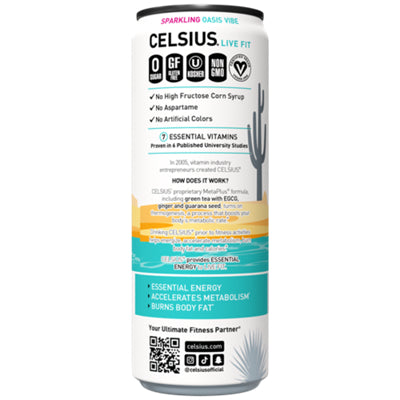 Celsius Oasis Vibe energy drink case of 12