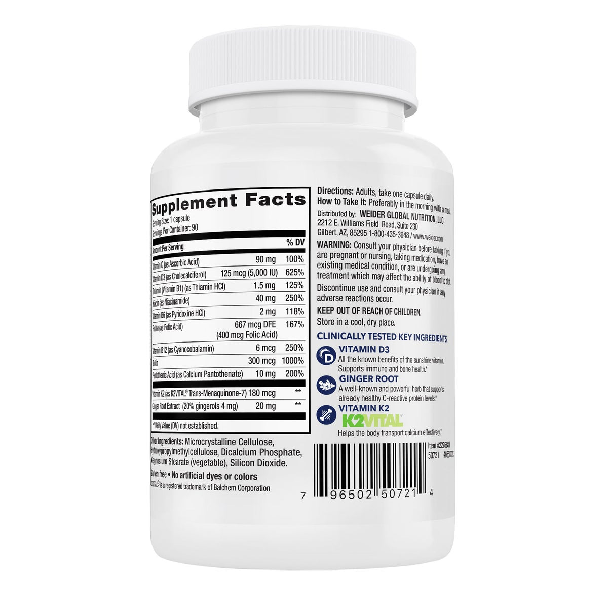 Vitamin K2 and D3 daily wellness supplement