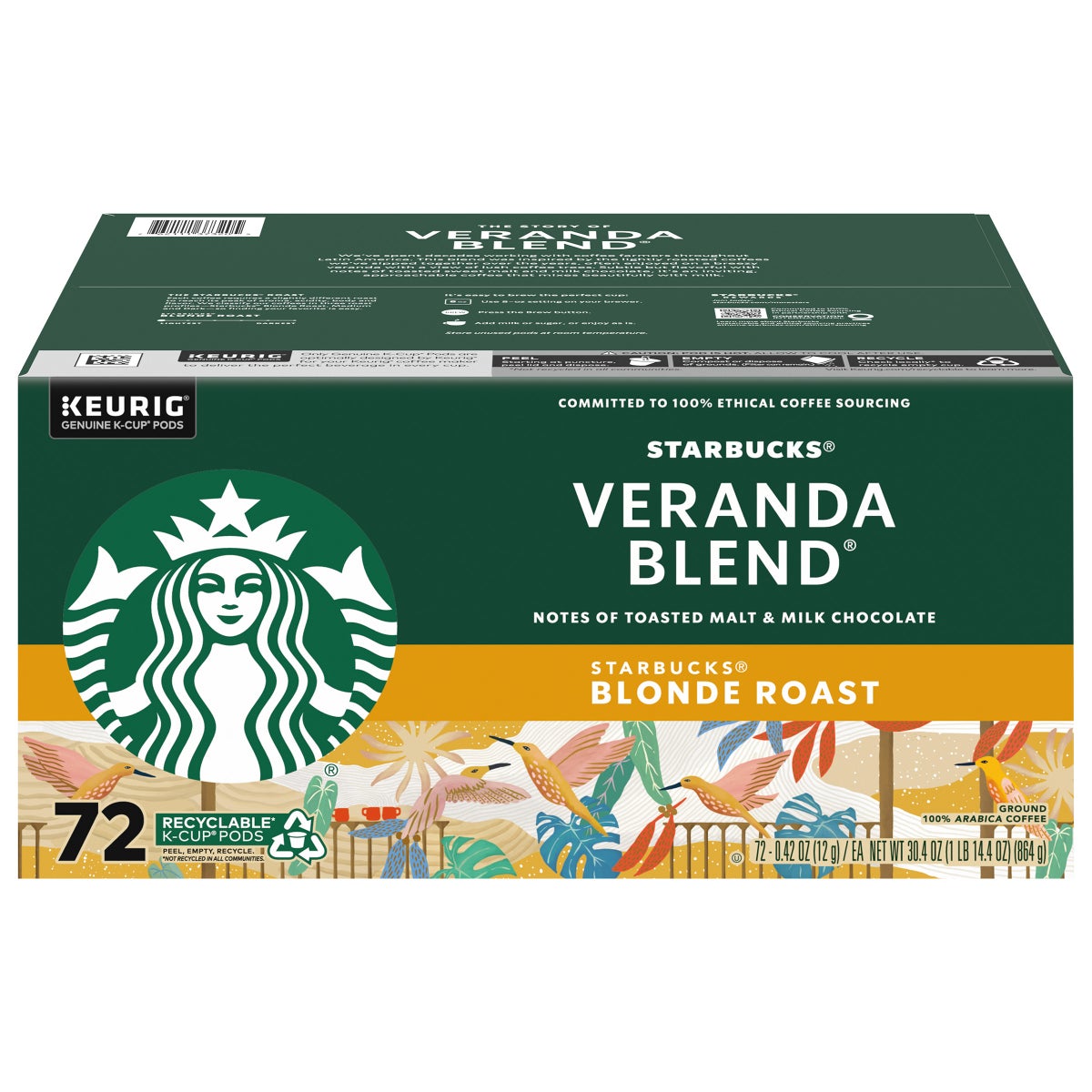 Starbucks Veranda Blend blonde roast K-Cup 72-count box