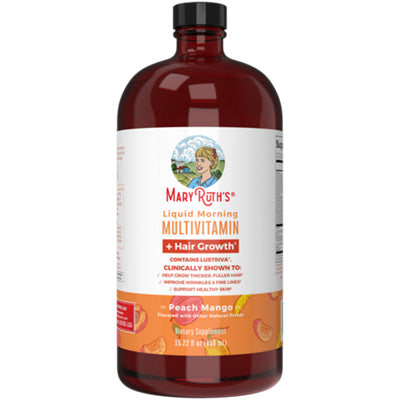 MARYRUTH'S Liquid Morning Multivitamin with Lustriva in peach mango