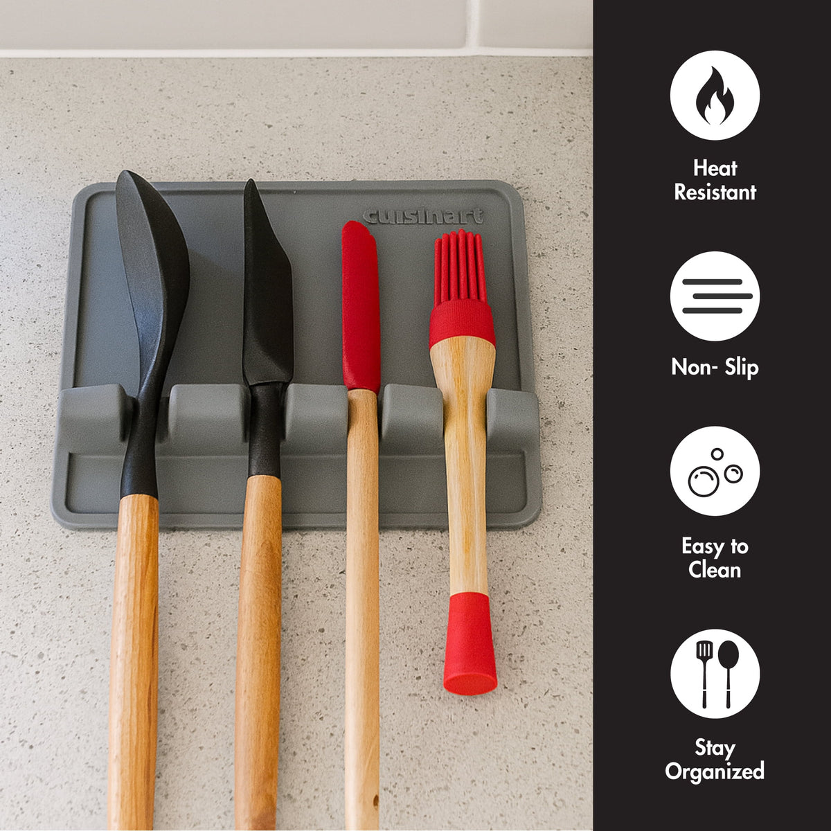 Cuisinart kitchen utensil rest with raised edges