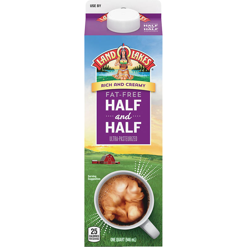 Land O'Lakes fat-free half and half creamer 32 oz carton