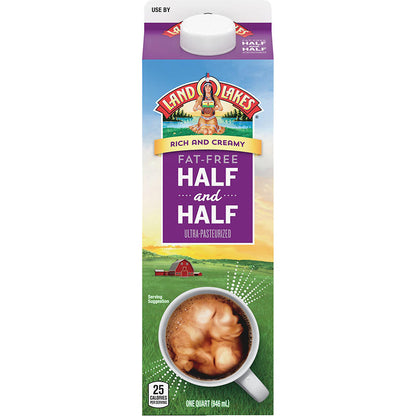 Land O'Lakes fat-free half and half creamer 32 oz carton