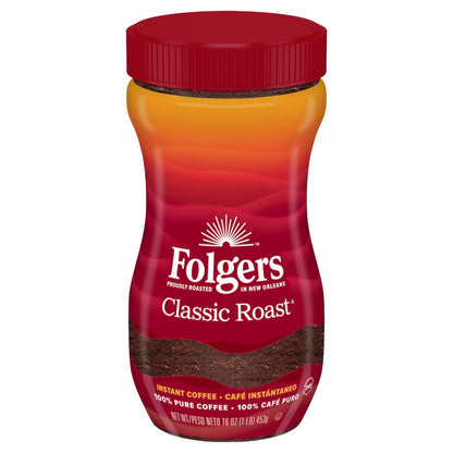 Folgers Classic Roast instant coffee 16 oz jar