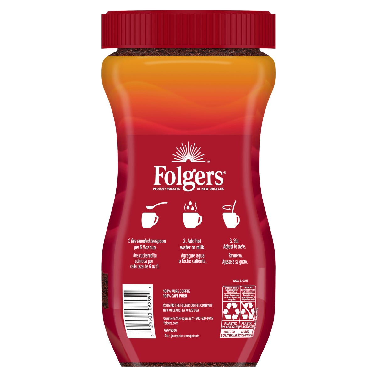 Folgers 16 oz instant coffee classic roast packaging