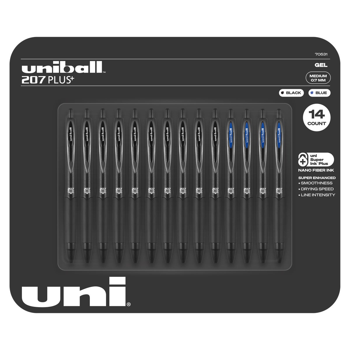 Uni-ball 207 Plus+ retractable gel pens 14 count