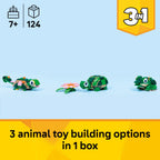 LEGO turtle building set with pink water lily flower