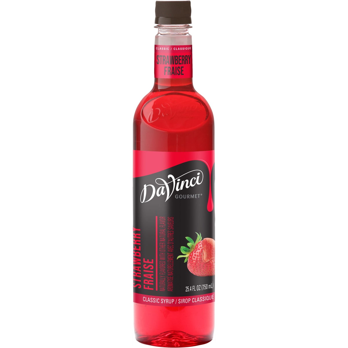 DaVinci Gourmet strawberry classic syrup bottle, 25.4 oz