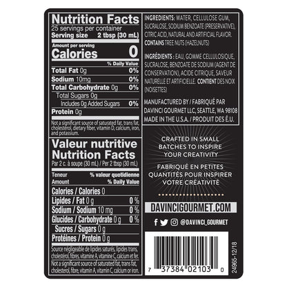 DaVinci sugar free hazelnut syrup for coffee and desserts