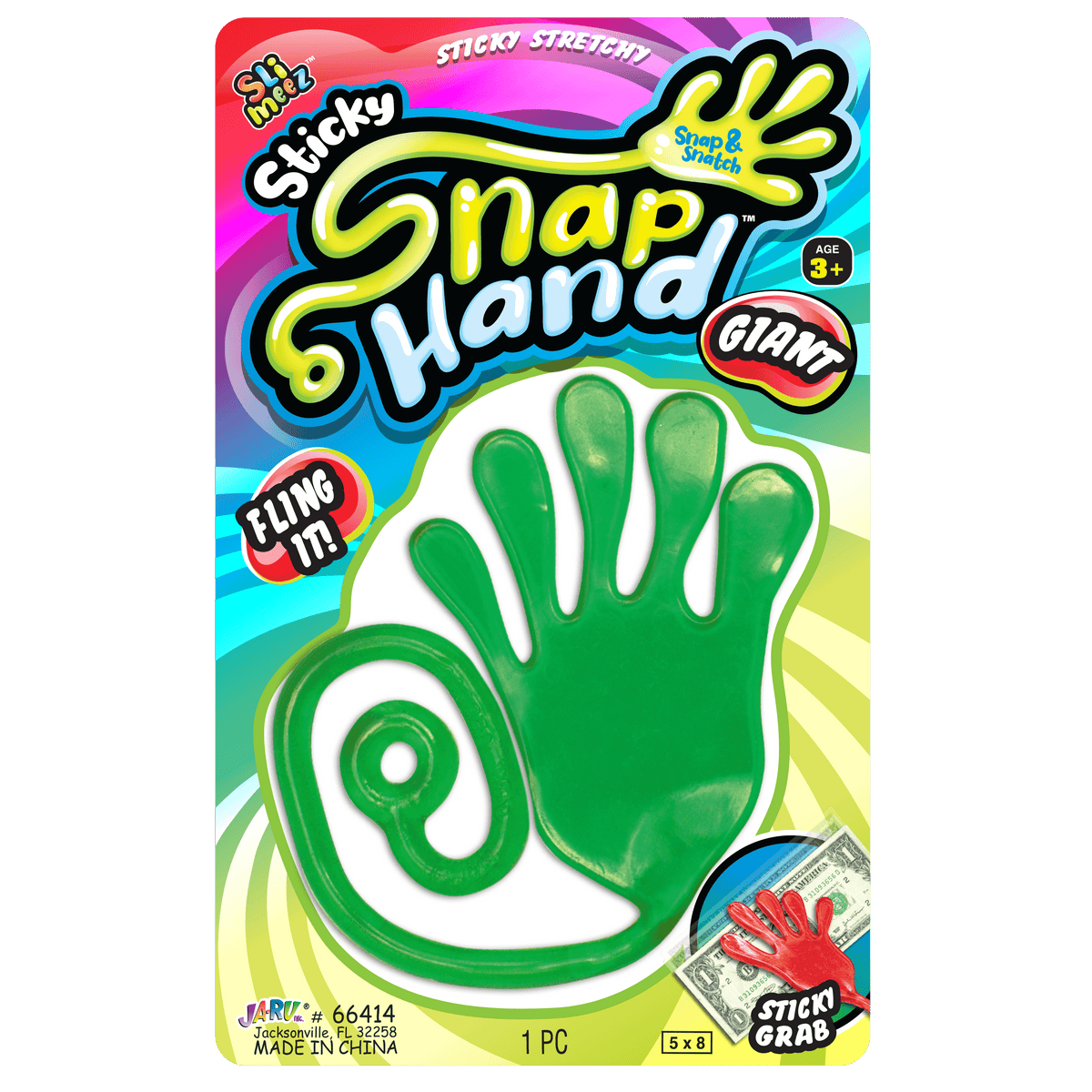 JA-RU washable sticky hand with finger loop