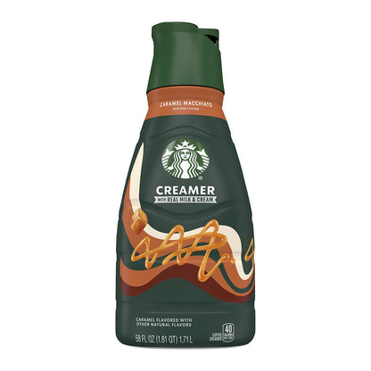 Starbucks caramel flavored liquid coffee creamer bottle
