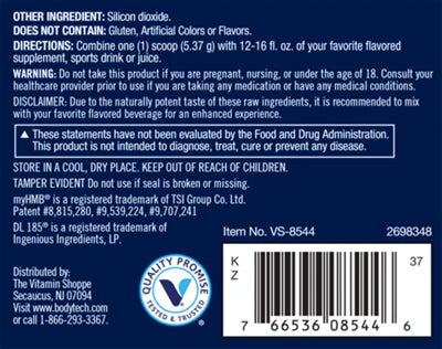 Unflavored muscle peptide powder with myHMB