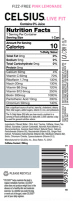 Fizz-free Celsius pink lemonade cans