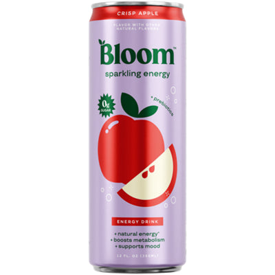 Bloom Nutrition crisp apple sparkling energy drink 12-pack