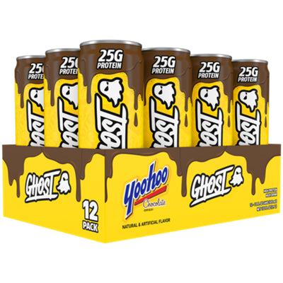 GHOST chocolate protein drink bottle packaging