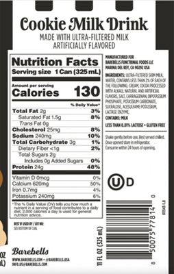 Creamy Barebells protein milk drink bottle