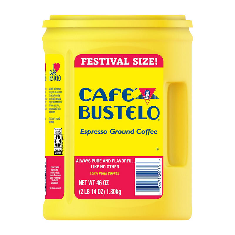 Cafe Bustelo espresso dark roast ground coffee canister