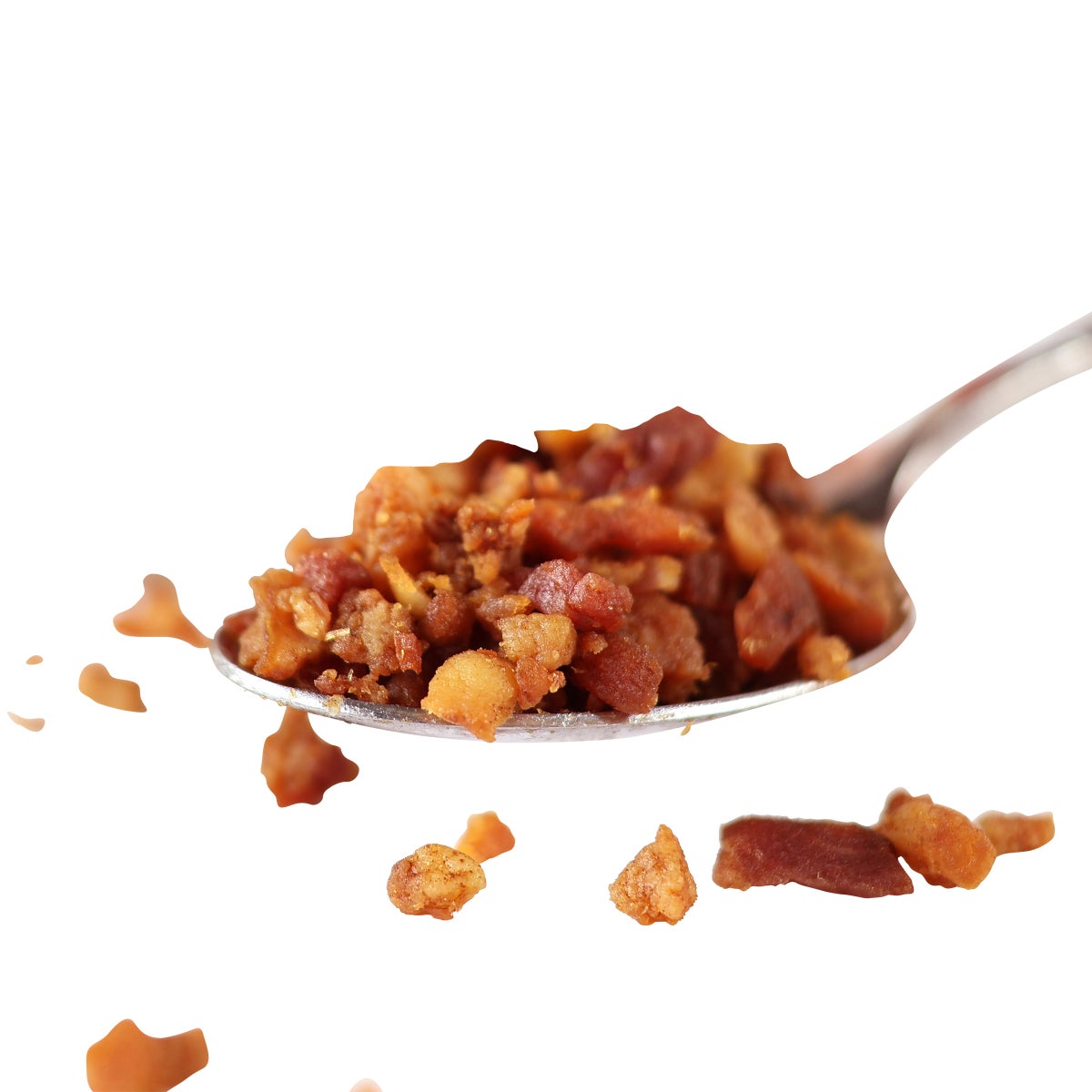 Real bacon crumbles in resealable packaging