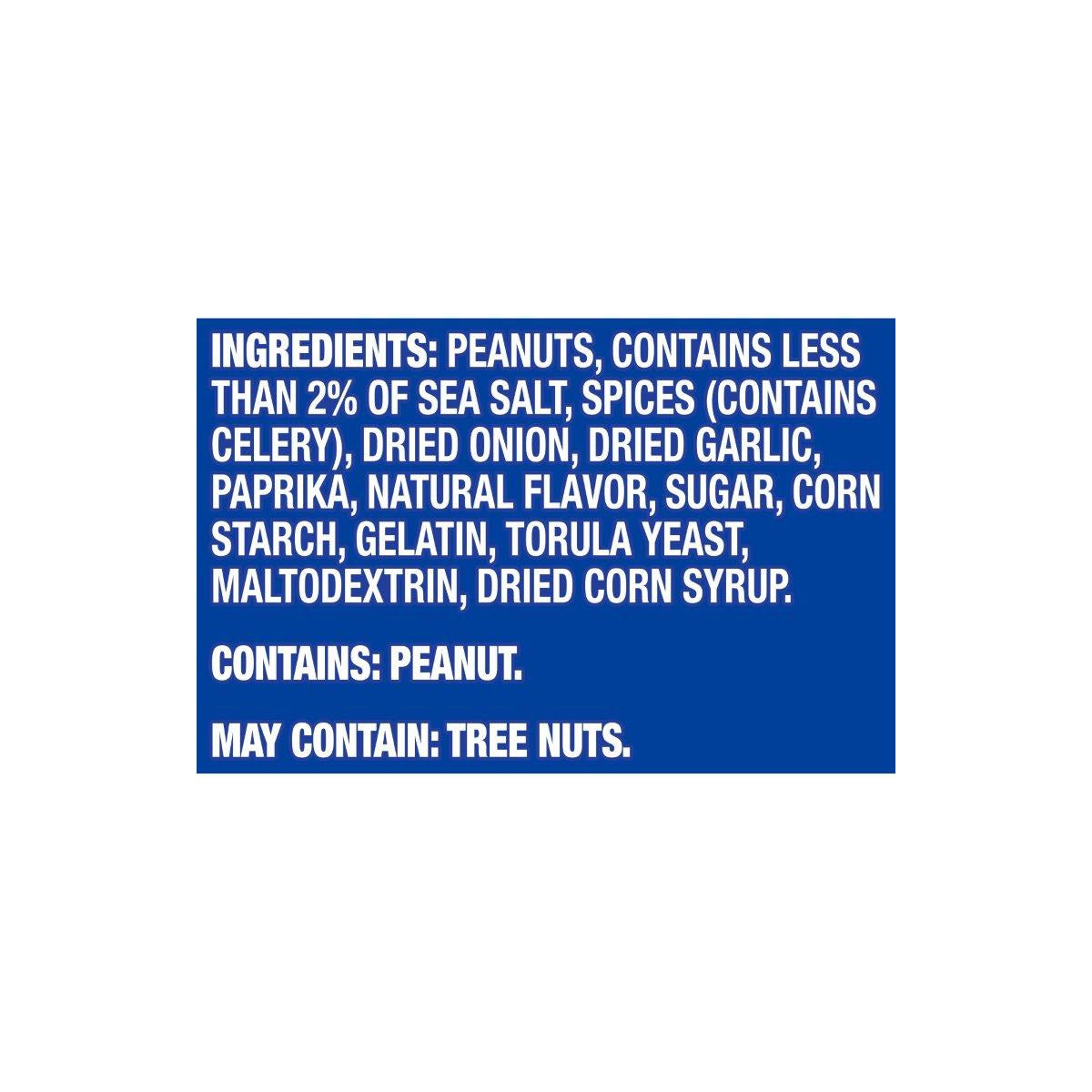 Planters dry roasted peanuts product label